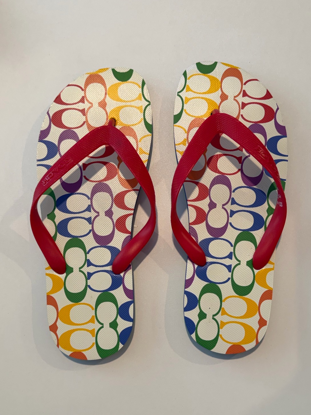 Coach Multicolor Logo Flip Flops